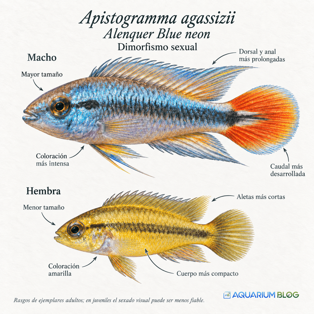 Dimorfismo sexual Apistogramma agassizii alenquer blue neon