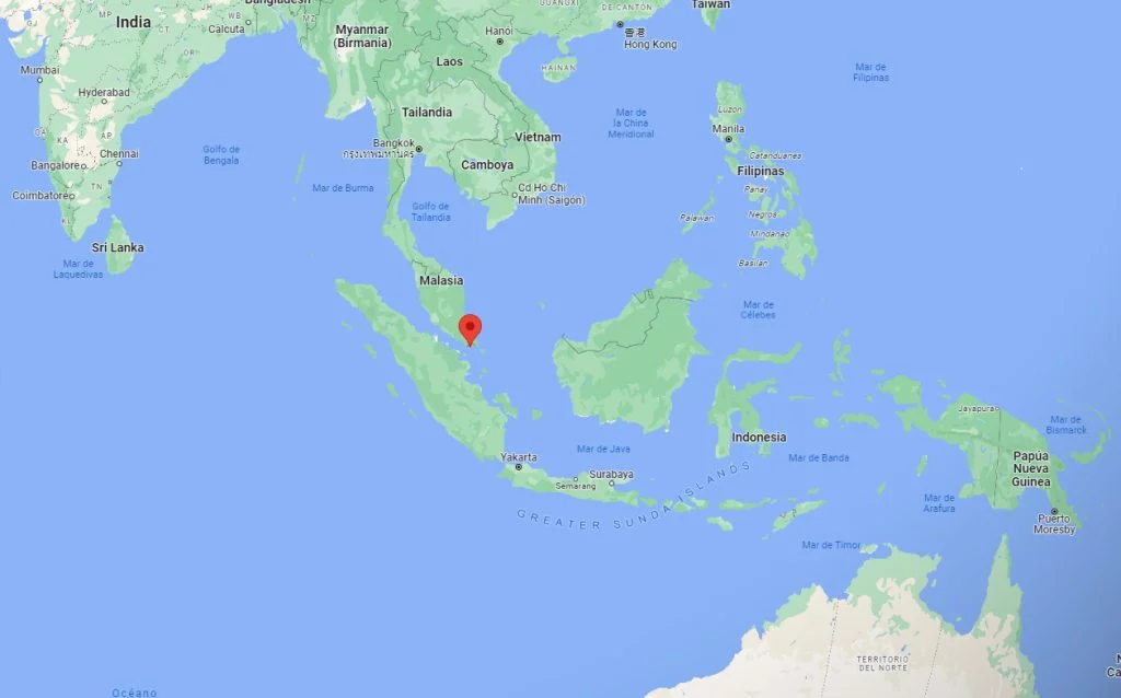 Ubicación de Singapur en la tierra.