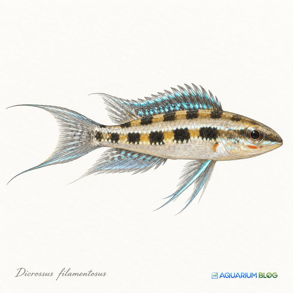 Dicrossus filamentosus — Macho Atlas