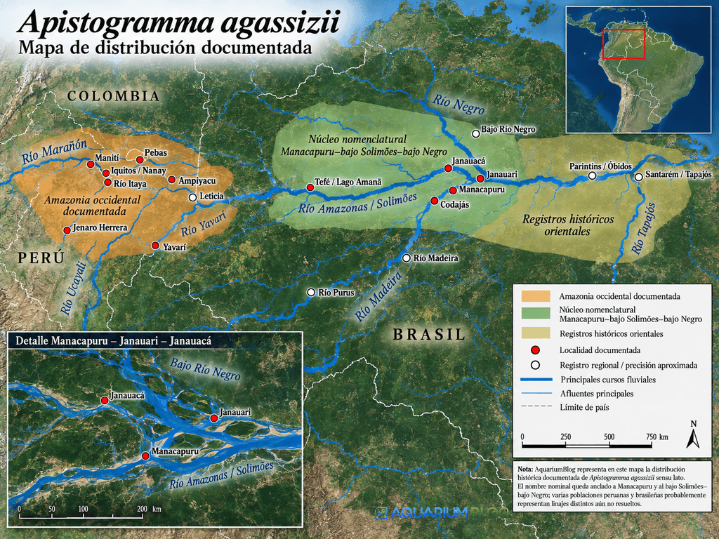 Mapa distribución Atlas Apistogramma agassizzi